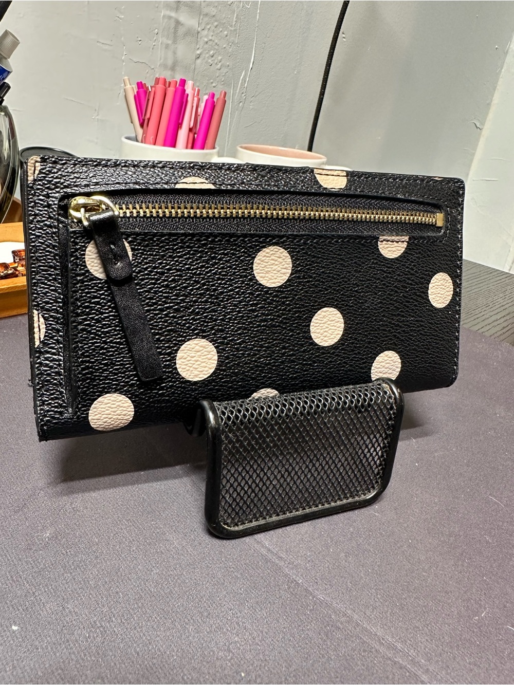 kate spade Black Wallet with Cream Polka Dots - Picture 3 of 7